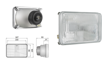 Reflektor Typ H4, Lochabstand 150x90 (Abblendlicht, Fernlicht, Positionslicht)