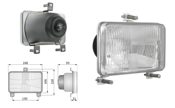 Reflektor Typ H4, Lochabstand 130x128 (Abblendlicht, Fernlicht)