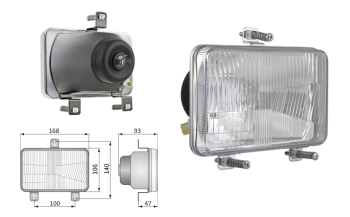 Reflektor Typ H4, Lochabstand 100x140 (Abblendlicht, Fernlicht, Positionslicht)