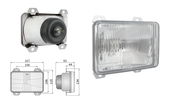 Reflektor Typ H4, Lochabstand 106x118 (Abblendlicht, Fernlicht)