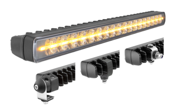 LED Arbeitslampe mit orangefarbenem Positionslicht und Halterungen: hinten, unten, seitlich