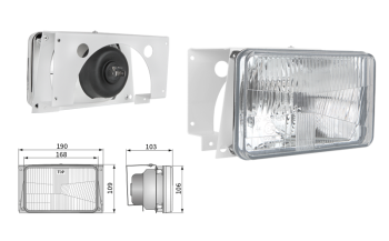 Hauptscheinwerfer Typ H4, Lochabstand 150x90 (Abblendlicht, Fernlicht)