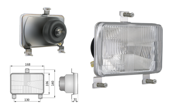 Reflektor Typ H4, Lochabstand 130x140 (Abblendlicht, Fernlicht, Positionslicht)