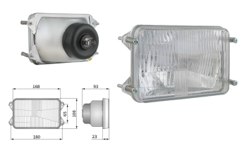 Reflektor Typ H4, Lochabstand 180x65 (Abblendlicht, Fernlicht, Positionslicht)