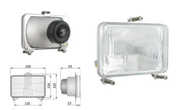 Reflektor Typ H4, Lochabstand 130x120 (Abblendlicht, Fernlicht, Positionslicht)