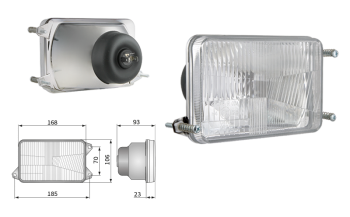 Reflektor Typ H4, Lochabstand 185x70 (Abblendlicht, Fernlicht)