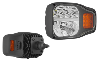 LED Hauptscheinwerfer mit rückwärtiger Halter und eingebautem AMP SuperSeal Stecker - links