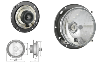 Hauptscheinwerfer Ø139 Typ R2/H4, Öffnungsabstand 110x110 (Abblendlicht, Fernlicht, Positionslicht)