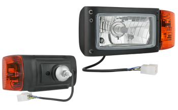 Hauptscheinwerfer Typ H4 mit rückwärtiger Halter, Kabel und AMP Stecker - links
