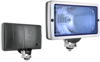 Halogen Fernscheinwerfer mit Chromrahmen - hellblau