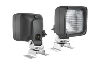 Halogen Arbeitslampe mit Omega Halter, eingebautem AMP Faston Stecker und Ausschalter