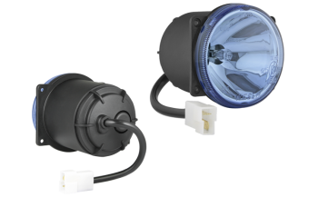 Halogen Fernscheinwerfer mit Kabel und AMP Faston Stecker - hellblau