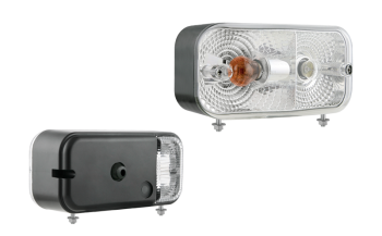 Vordere Lampe mit unter Halterung - rechts (Positionslicht, Vorder-seitlich Blinklicht)