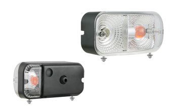Vordere Lampe mit unter Halterung - links (Positionslicht, Vorder-seitlich Blinklicht)