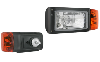 Hauptscheinwerfer Typ H4 mit rückwärtiger Halter und eingebautem DT04-6P Stecker - links