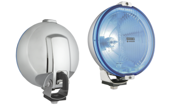 Halogen Fernscheinwerfer im Chromgehäuse - hellblau