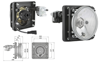 Hermetische Hauptscheinwerfer Ø151 Typ H4/R2 mit elektrischer Korrektor (Abblendlicht, Fernlicht, Positionslicht)