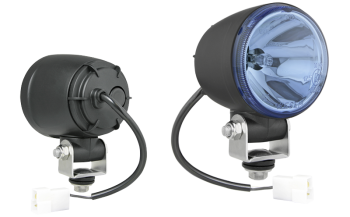 Halogen Fernscheinwerfer mit Kabel und AMP Faston Stecker - hellblau