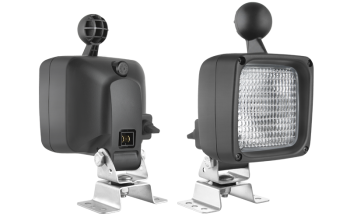 Halogen Arbeitslampe mit Omega Halter, eingebautem AMP Faston Stecker und Ausschalter