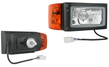 Hauptscheinwerfer Typ H4 mit rückwärtiger Halter, Kabel und AMP Stecker - rechts